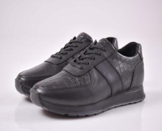 Мъжки спортни обувки естествена кожа черни  EOBUVKIBG