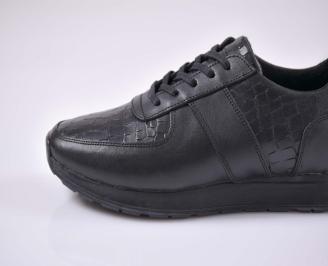 Мъжки спортни обувки естествена кожа черни  EOBUVKIBG