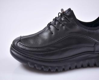 Мъжки спортни обувки естествена кожа черни EOBUVKIBG