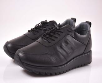 Мъжки спортни обувки естествена кожа черни EOBUVKIBG