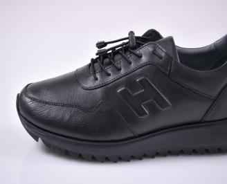 Мъжки спортни обувки естествена кожа черни EOBUVKIBG