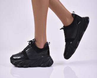 Дамски сникърси естествена кожа  черни EOBUVKIBG
