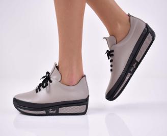 Дамски сникърси естествена кожа бежови EOBUVKIBG