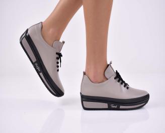 Дамски сникърси естествена кожа бежови EOBUVKIBG