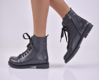 Дамски боти естествена кожа черни EOBUVKIBG