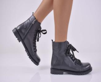 Дамски боти естествена кожа черни EOBUVKIBG