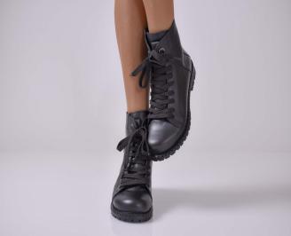 Дамски боти естествена кожа черни EOBUVKIBG