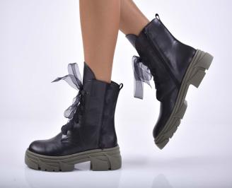 Дамски боти естествена кожа черни EOBUVKIBG