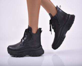 Дамски боти естествена кожа черни EOBUVKIBG