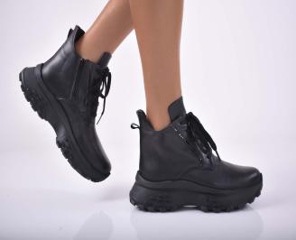 Дамски боти естествена кожа черни EOBUVKIBG