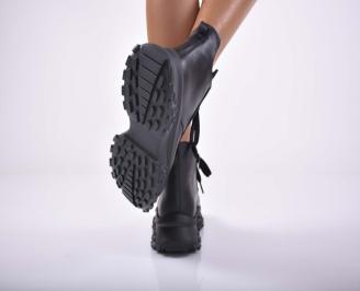 Дамски боти естествена кожа черни EOBUVKIBG 3