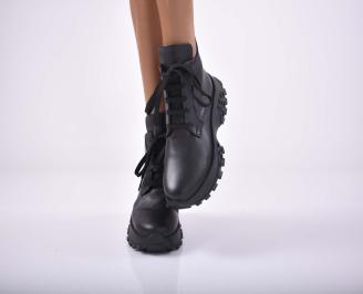 Дамски боти естествена кожа черни EOBUVKIBG