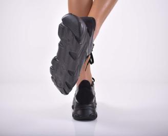 Дамски сникърси естествена кожа черни EOBUVKIBG 3