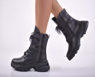 Дамски сникърси естествена кожа черни EOBUVKIBG