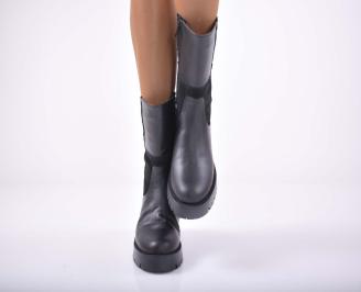 Дамски боти естествена кожа черни EOBUVKIBG