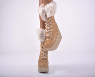 Дамски боти на платформа бежови EOBUVKIBG