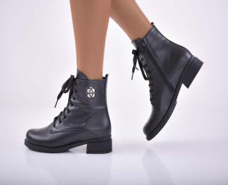 Дамски боти естествена кожа черни EOBUVKIBG