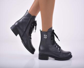 Дамски боти естествена кожа черни EOBUVKIBG