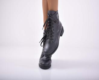 Дамски боти естествена кожа черни EOBUVKIBG