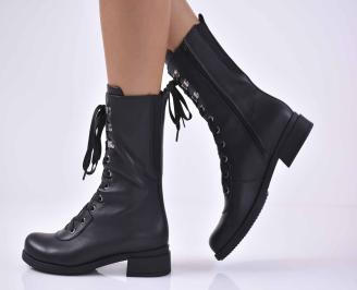 Дамски   боти ежедневни боти  естествена кожа черни  EOBUVKIBG