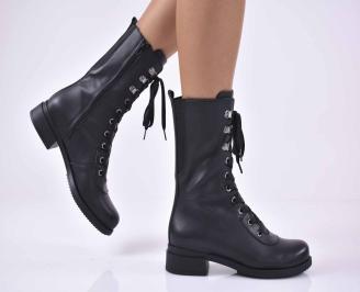 Дамски   боти ежедневни боти  естествена кожа черни  EOBUVKIBG