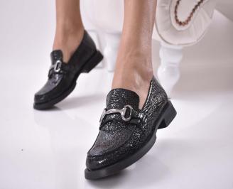 Дамски лоуфъри естествен лак черни EOBUVKIBG