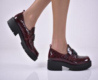 Дамски лоуфъри  естествен лак бордо EOBUVKIBG