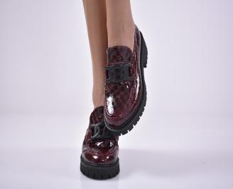 Дамски лоуфъри  естествен лак бордо EOBUVKIBG