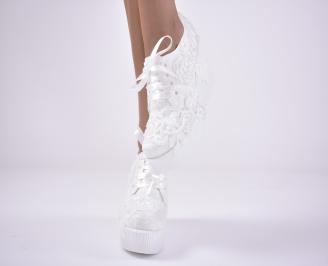 Дамски обувки на платформа бели EOBUVKIBG