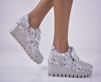 Дамски обувки естествена кожа сребристи EOBUVKIBG