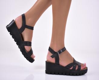 Дамски сандали естествена кожа черни EOBUVKIBG