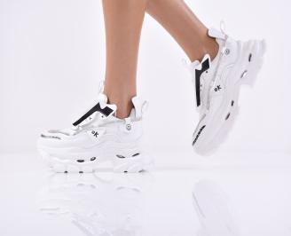 Дамски сникърси естествена кожа бели EOBUVKIBG