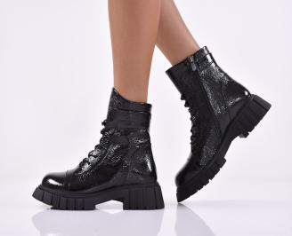 Дамски боти естествена кожа черни EOBUVKIBG