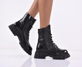 Дамски боти естествена кожа черни EOBUVKIBG