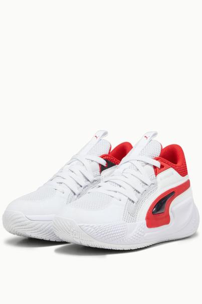 PUMA Court Rider Chaos Team Basketball Shoes White/Red 3