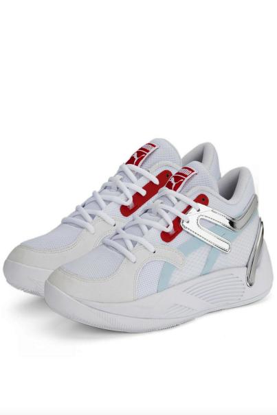 PUMA TRC Blaze Court Basketball Shoes White/Light Aqua 3