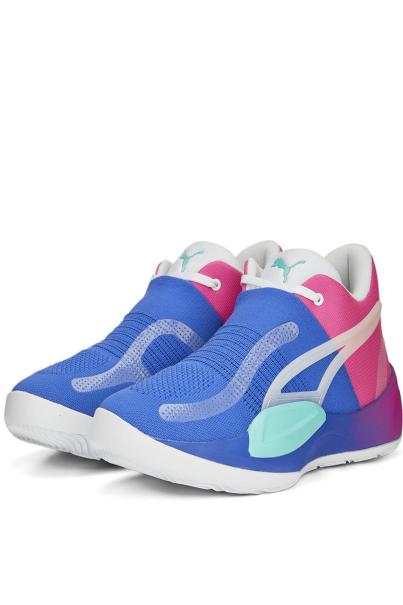 PUMA Rise Nitro Fadeaway Basketball Shoes Blue/Pink 3