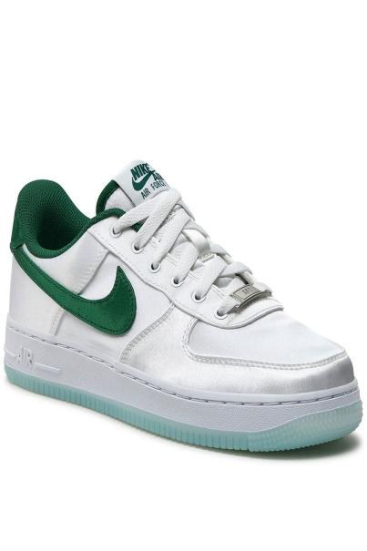 NIKE Air Force 1 '07 Low Satin Shoes White/Green 3