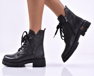 Дамски боти естествена кожа черни EOBUVKIBG