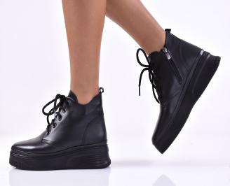 Дамски боти естествена кожа черни EOBUVKIBG