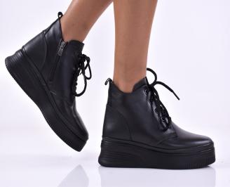 Дамски боти естествена кожа черни EOBUVKIBG