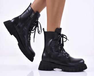 Дамски боти естествена кожа черни EOBUVKIBG