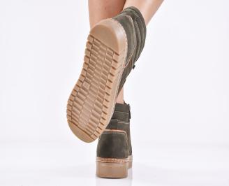 Дамски боти естествен набук зелени EOBUVKIBG 3