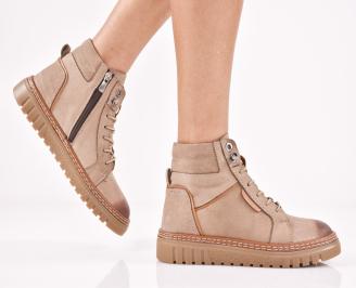 Дамски боти естествен набук бежови EOBUVKIBG