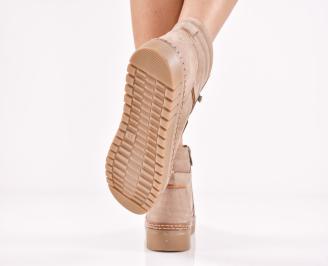 Дамски боти естествен набук бежови EOBUVKIBG 3