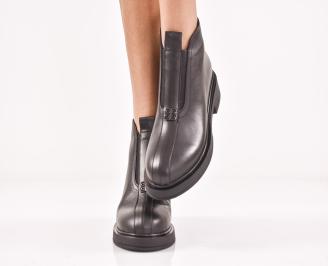 Дамски боти естествена кожа черни EOBUVKIBG