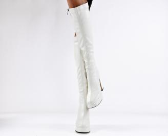 Дамски елегантни ботуши бели EOBUVKIBG