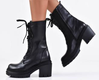 Дамски боти естествена кожа черни EOBUVKIBG