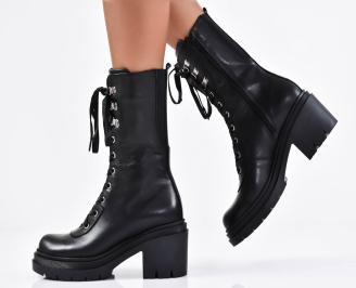 Дамски боти естествена кожа черни EOBUVKIBG