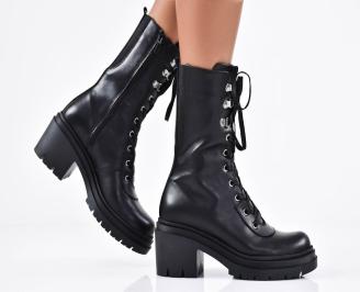 Дамски боти естествена кожа черни EOBUVKIBG